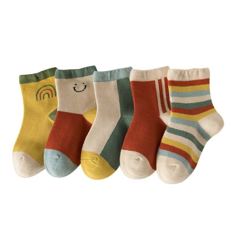 Pre-Order Premium Multi-Color Organic Cotton Socks for Toddlers (5-Pair Set)| Happy days
