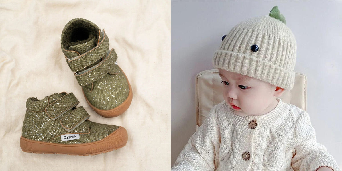 Little Hiker toddler boots with dinosaur beanie hat gift set
