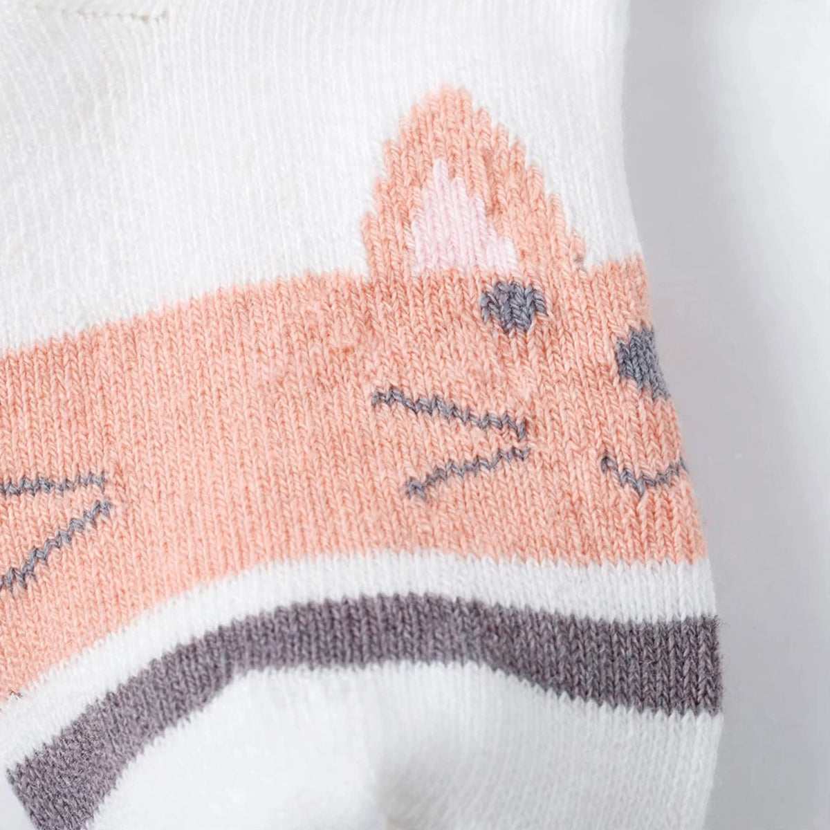 Organic Cotton Kids’ Socks | Fun Cat Socks for Tod - detail close-up, white studio photo