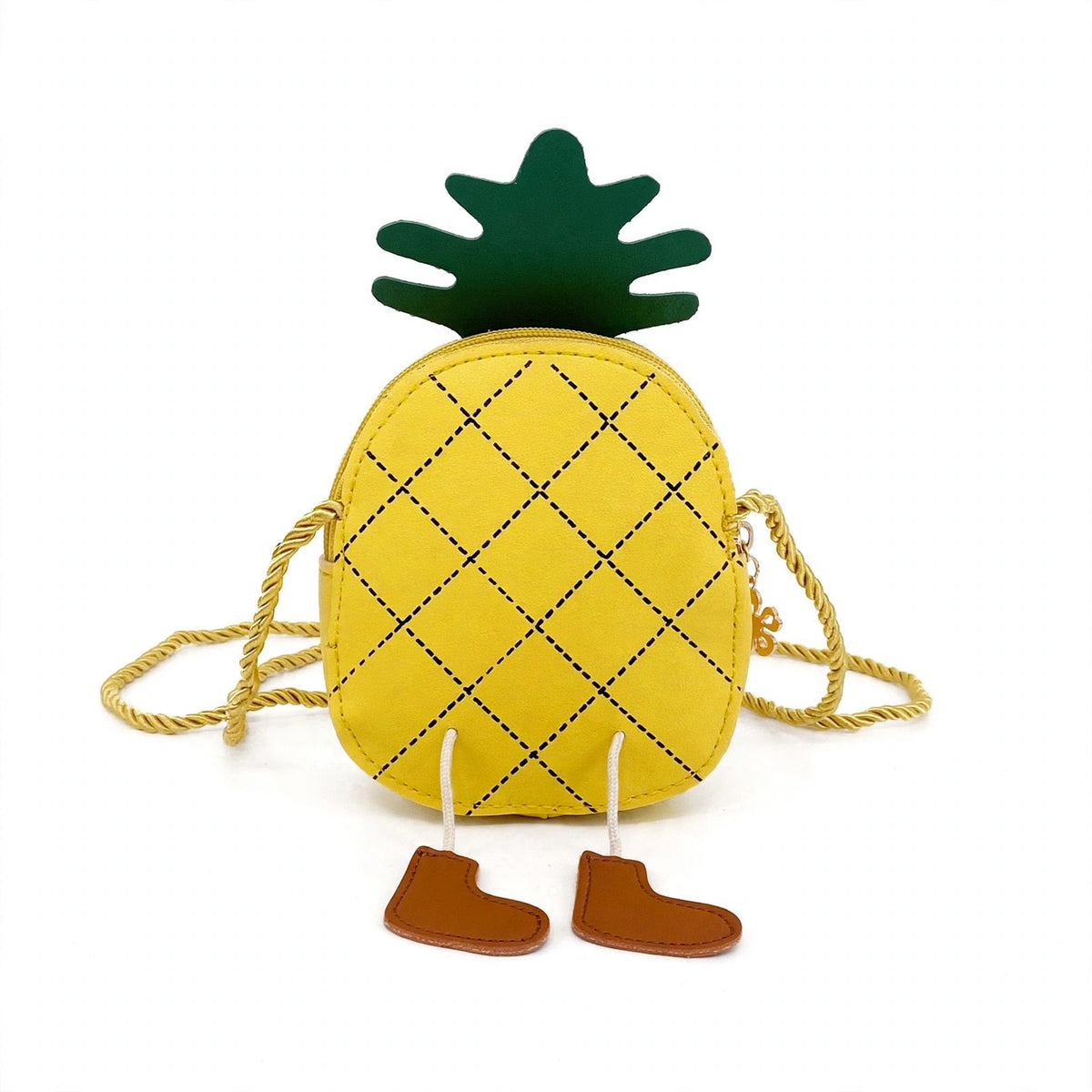 Pineapple crossbody purse back view - white studio photo