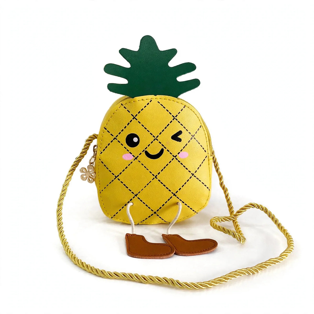 Kids pineapple crossbody purse - clean white studio product photo