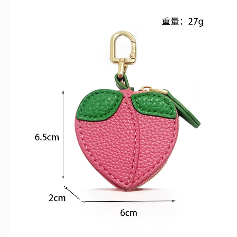 Mini Leather Fruit Keychain Pouch & Bag Charm