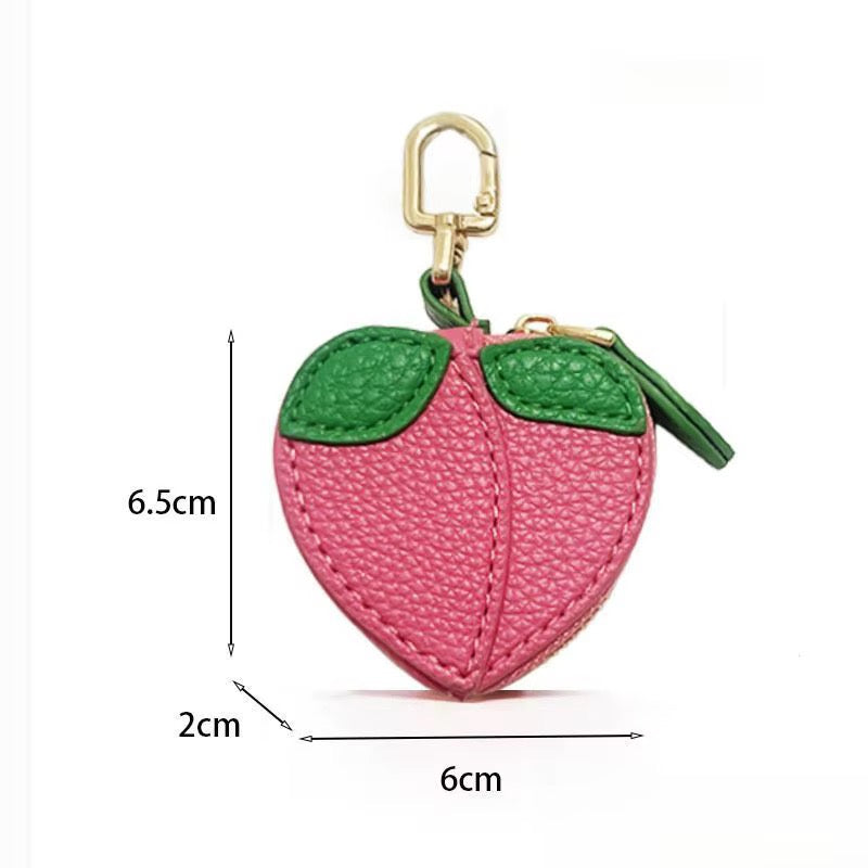 Mini Leather Fruit Keychain Pouch & Bag Charm
