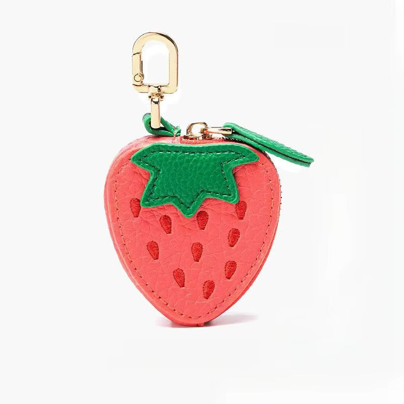 Mini Leather Fruit Keychain Pouch & Bag Charm