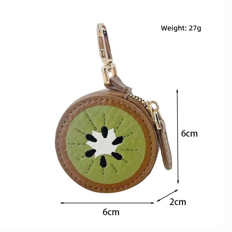 Mini Leather Fruit Keychain Pouch & Bag Charm