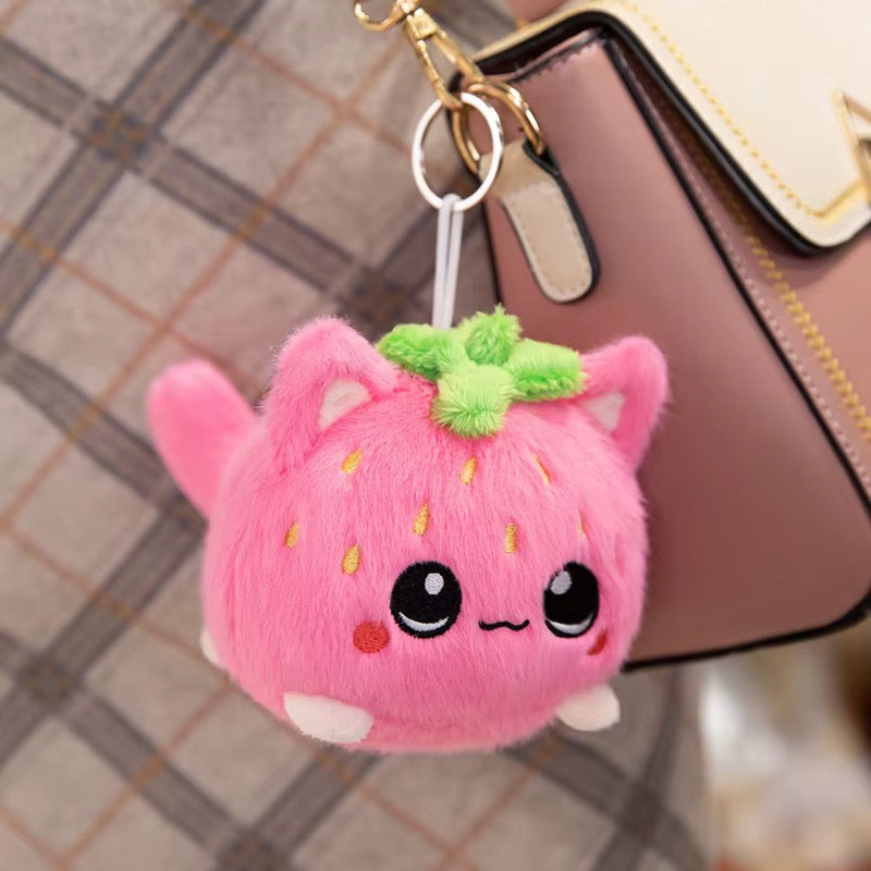 Fruit Cat Plush Keychain & Cute Stuffed Animal Bag Charm