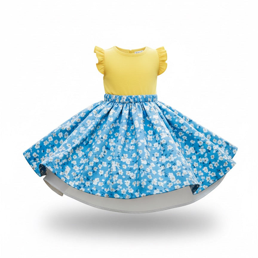 Pre-Order Bright Blossom Cotton Ruffle Dress – Everyday & Party Dress for Girls