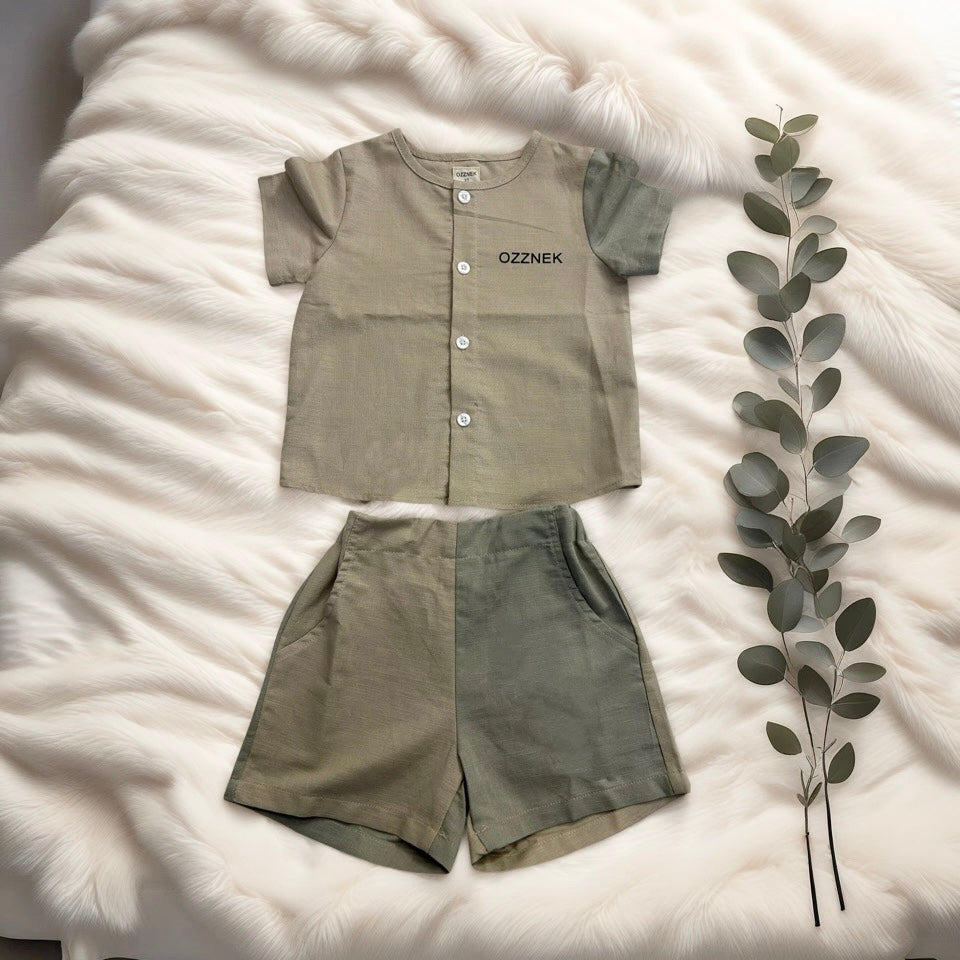 Pre-Order| Sandstone Two Piece- Boys Linen Summer and Spring Outfit