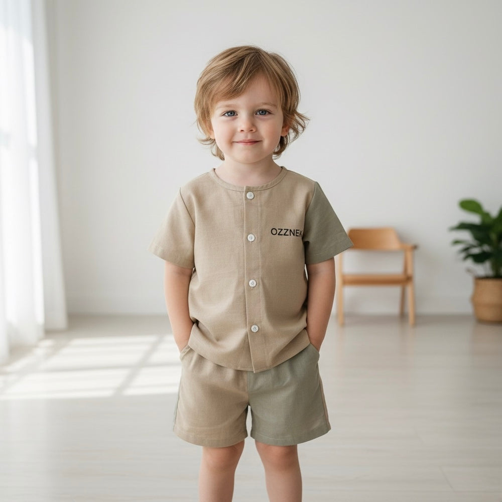 Pre-Order| Sandstone Two Piece- Boys Linen Summer and Spring Outfit