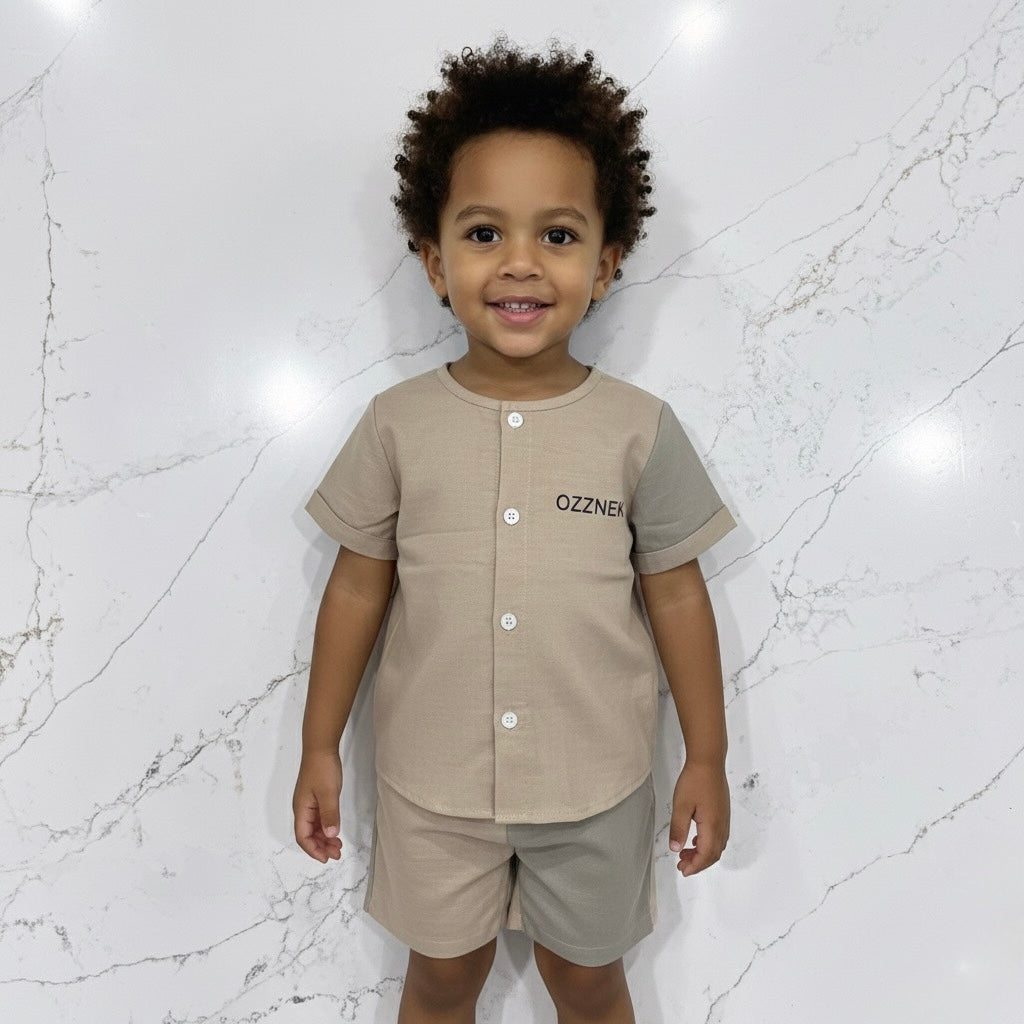 Pre-Order| Sandstone Two Piece- Boys Linen Summer and Spring Outfit