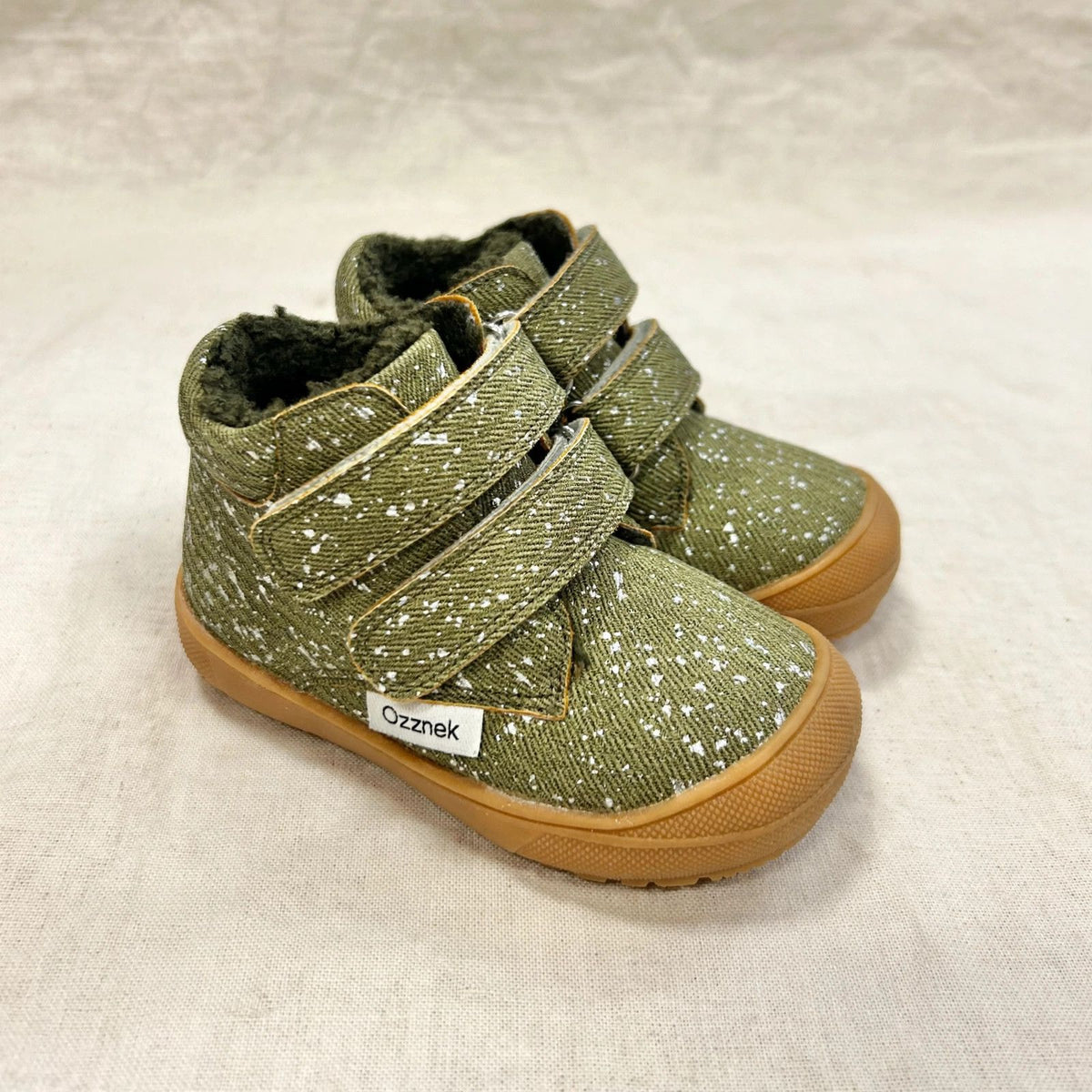 Barefoot Toddler Boots | Warm Sherpa-Lined & Little Hiker on cream linen background — view 3