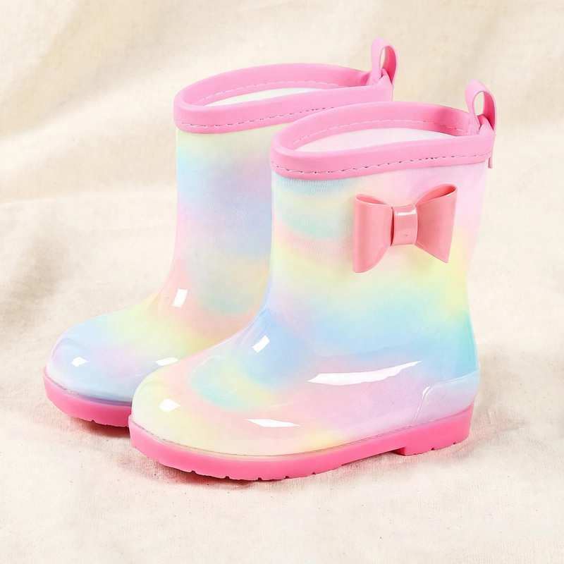 Kids' Barefoot Rain Boots | Wide Toe Box & Waterproof Boots on cream linen background — alternate view