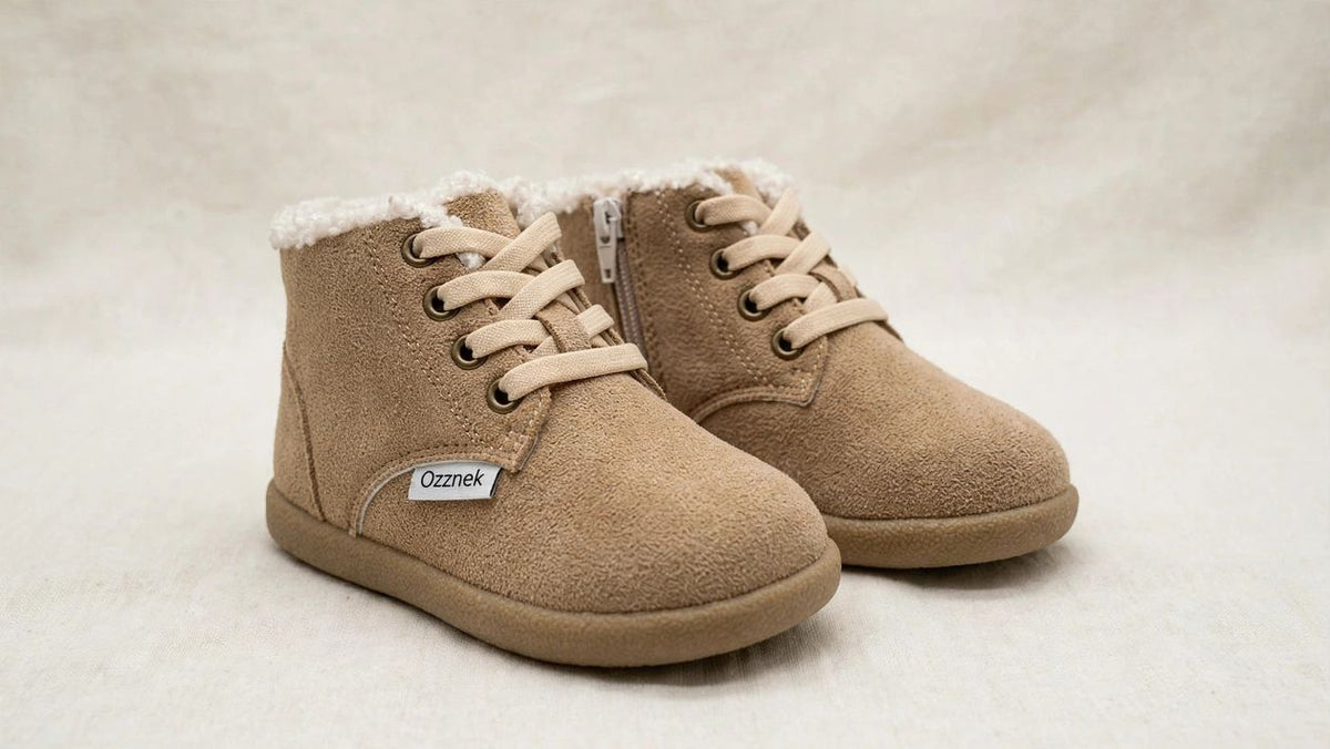 Terra Kids Barefoot Boots | Toddler Winter Boots on cream linen background
