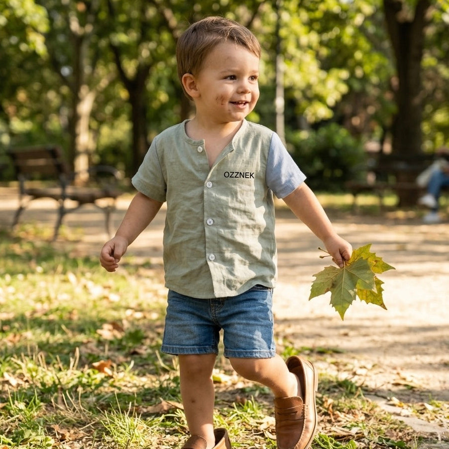 Toddler Organic Cotton Linen Button-Up Shirt