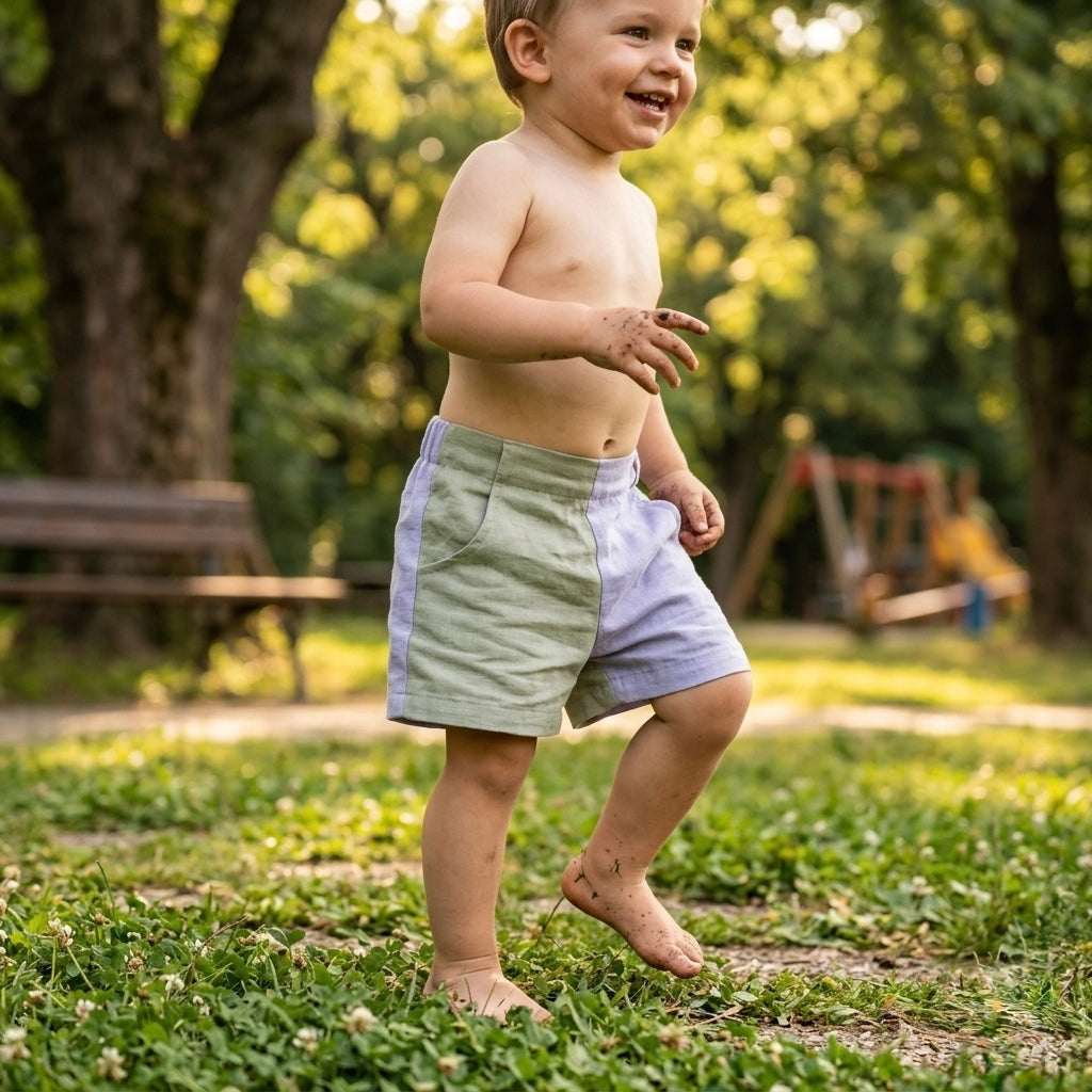 Kids Linen Blend Shorts | Breathable Organic Cotton Toddler Pants
