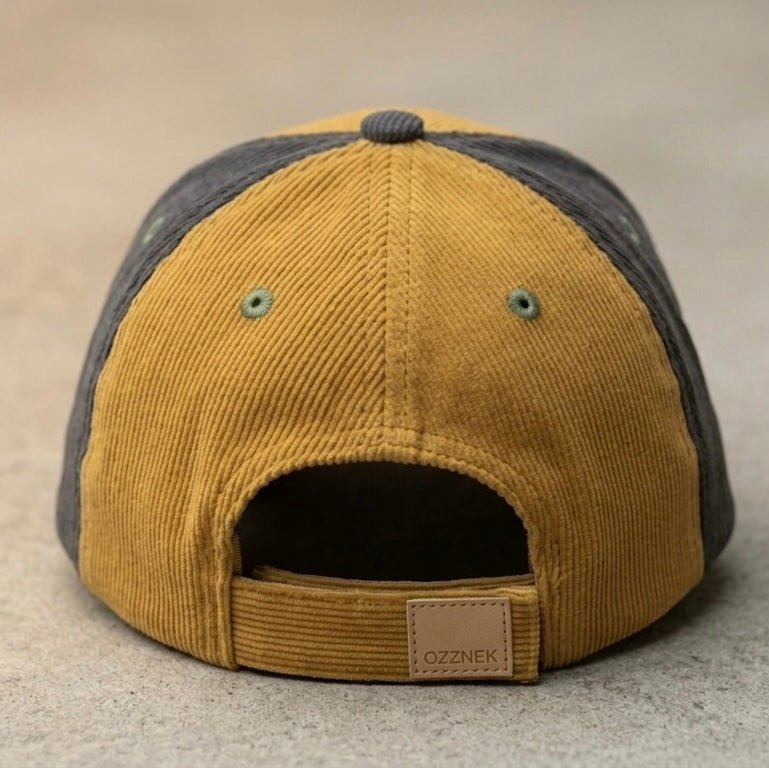 Close up of the adjustable velcro closure on the Ozznek Bumblebee yellow kids cap.⁠