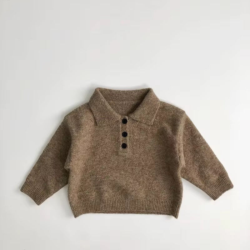 Premium organic cotton toddler sweater in warm tan - cozy knit in the gift set
