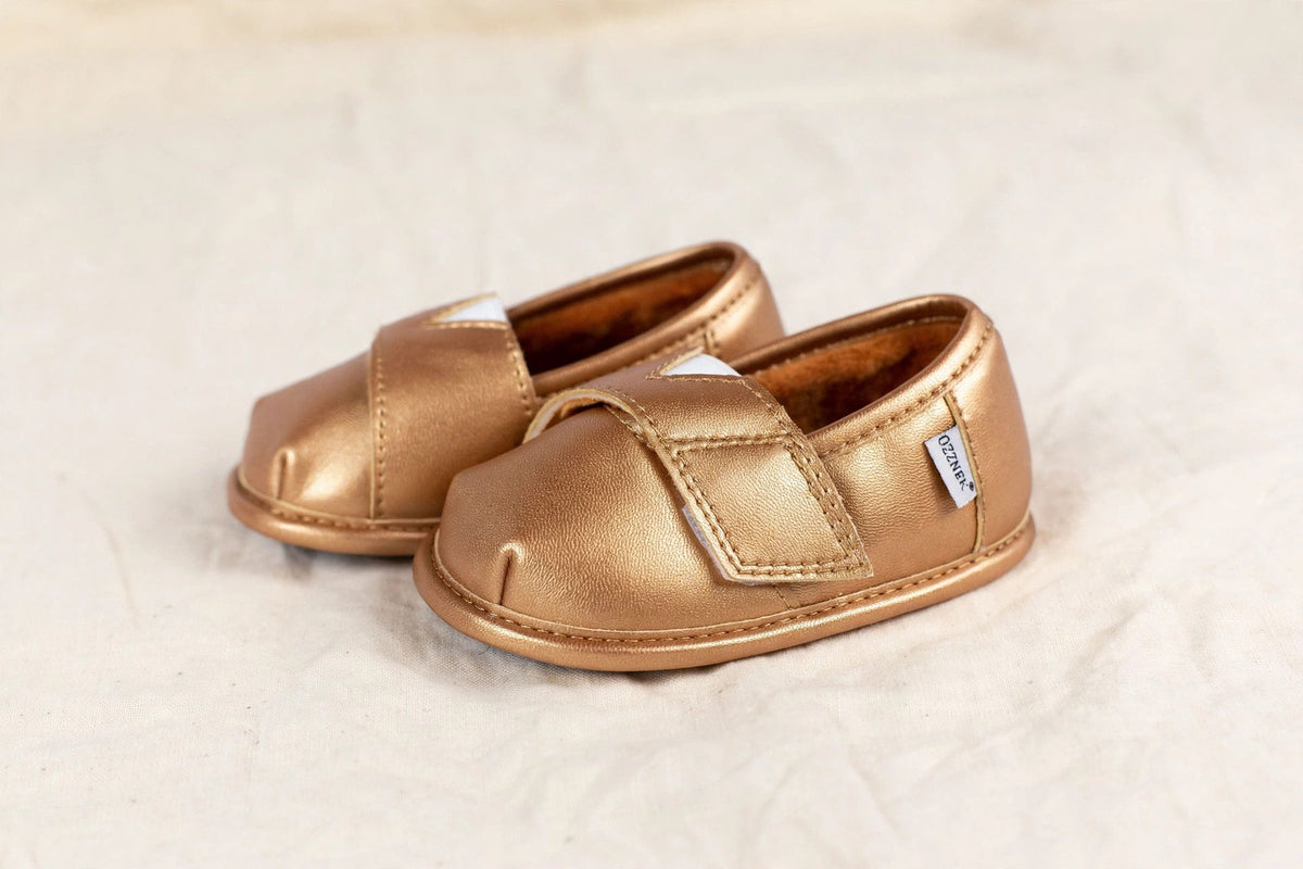 Gold Velvet Barefoot Shoe Topper | Ozznek Zero-Drop & Wide Toe Box on cream linen background — alternate view