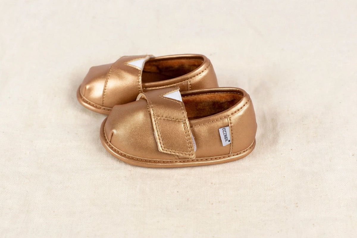 Gold Velvet Barefoot Shoe Topper | Ozznek Zero-Drop & Wide Toe Box on cream linen background