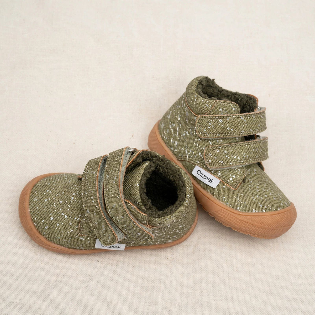 Barefoot Toddler Boots | Warm Sherpa-Lined & Little Hiker on cream linen background — view 8
