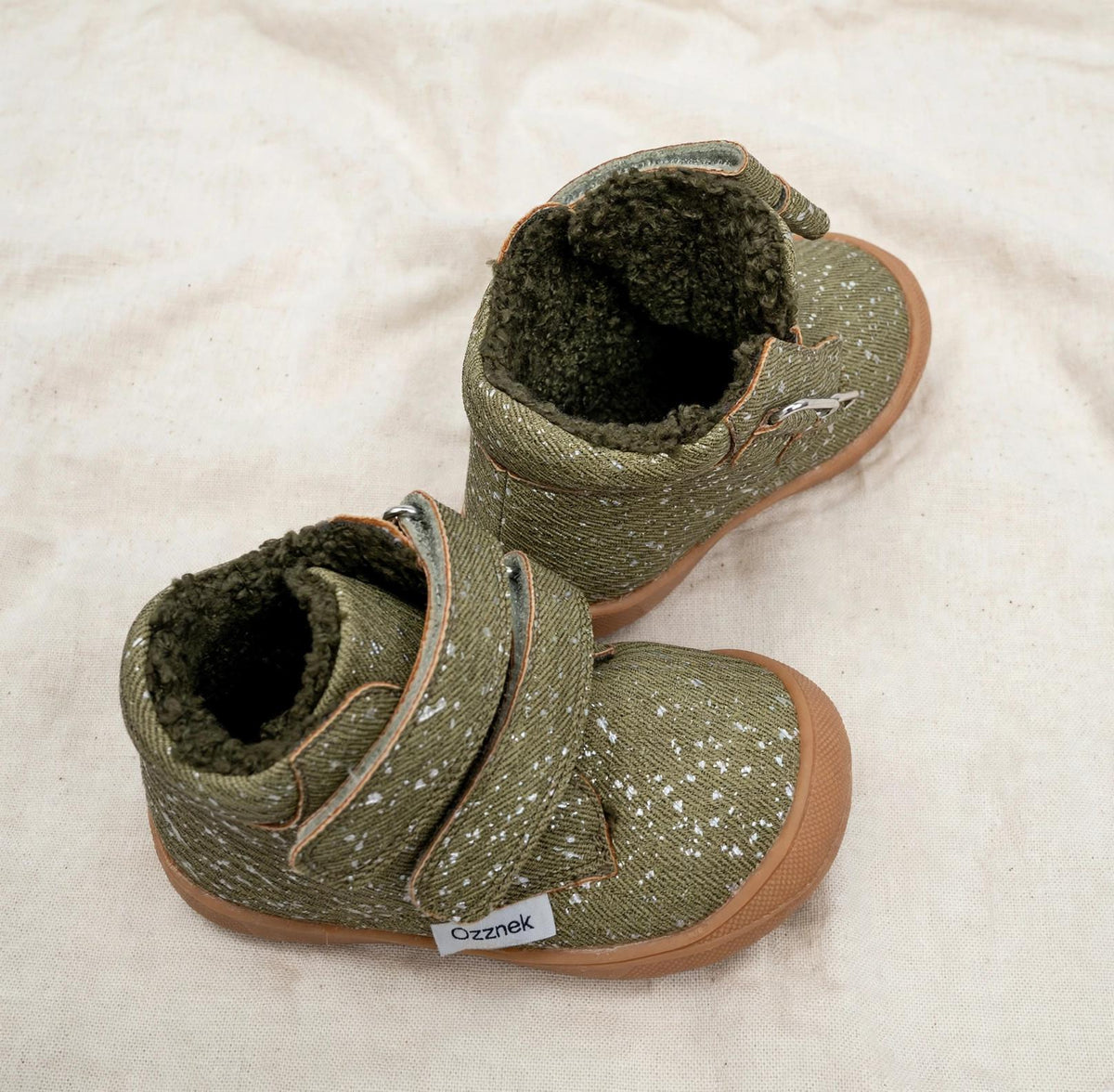 Barefoot Toddler Boots | Warm Sherpa-Lined & Little Hiker on cream linen background — view 5