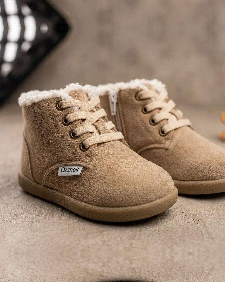 Terra toddler winter boots - barefoot snow boots for kids in tan, part of the winter gift set