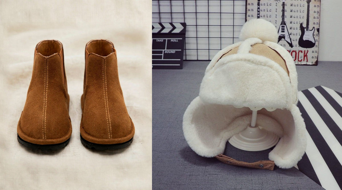 Chelsea heirloom gift set - Chelsea boots and merino sweater with the Beige sherpa hat