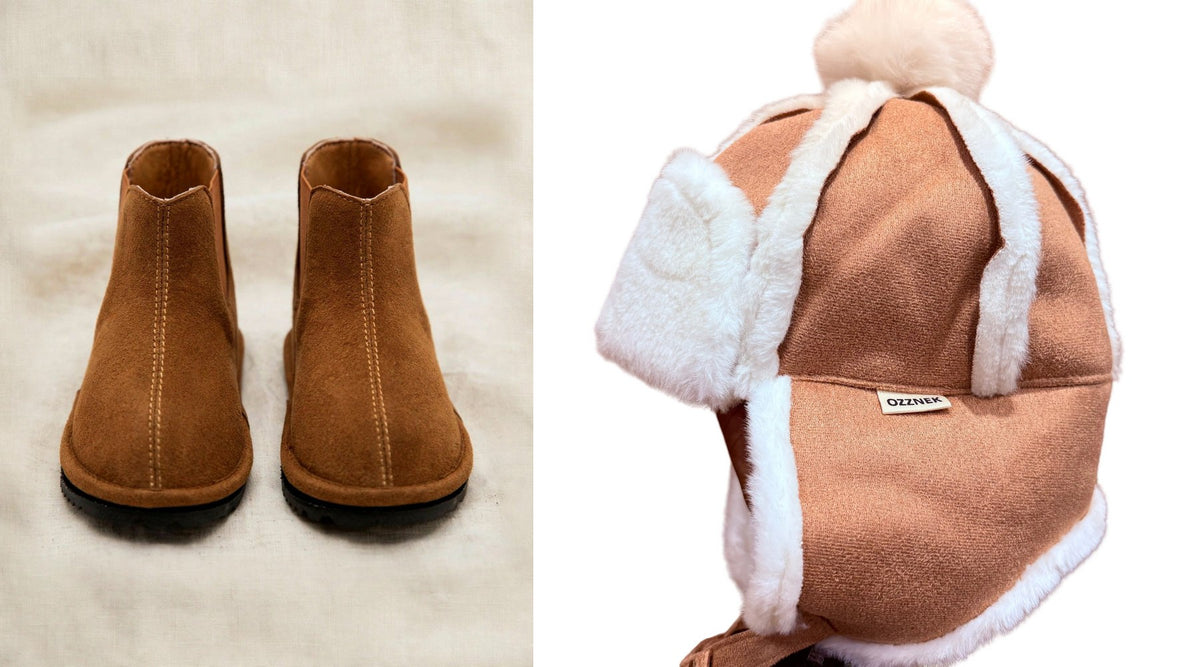 Chelsea heirloom gift set - Chelsea boots and merino sweater with the Brown sherpa hat