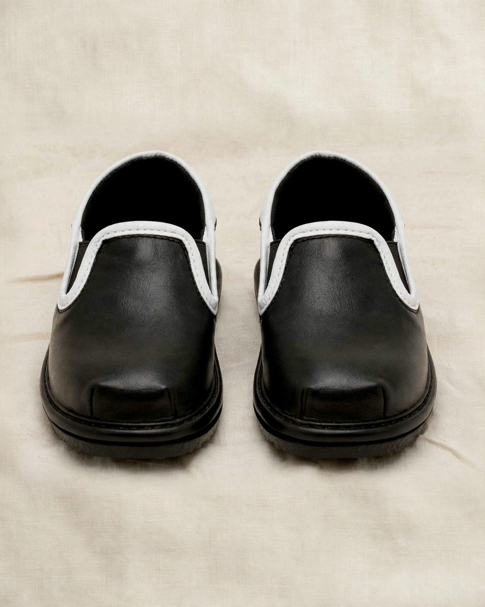 Kids black slip-on dress shoes - vegan leather toddler formal shoes for weddings and church