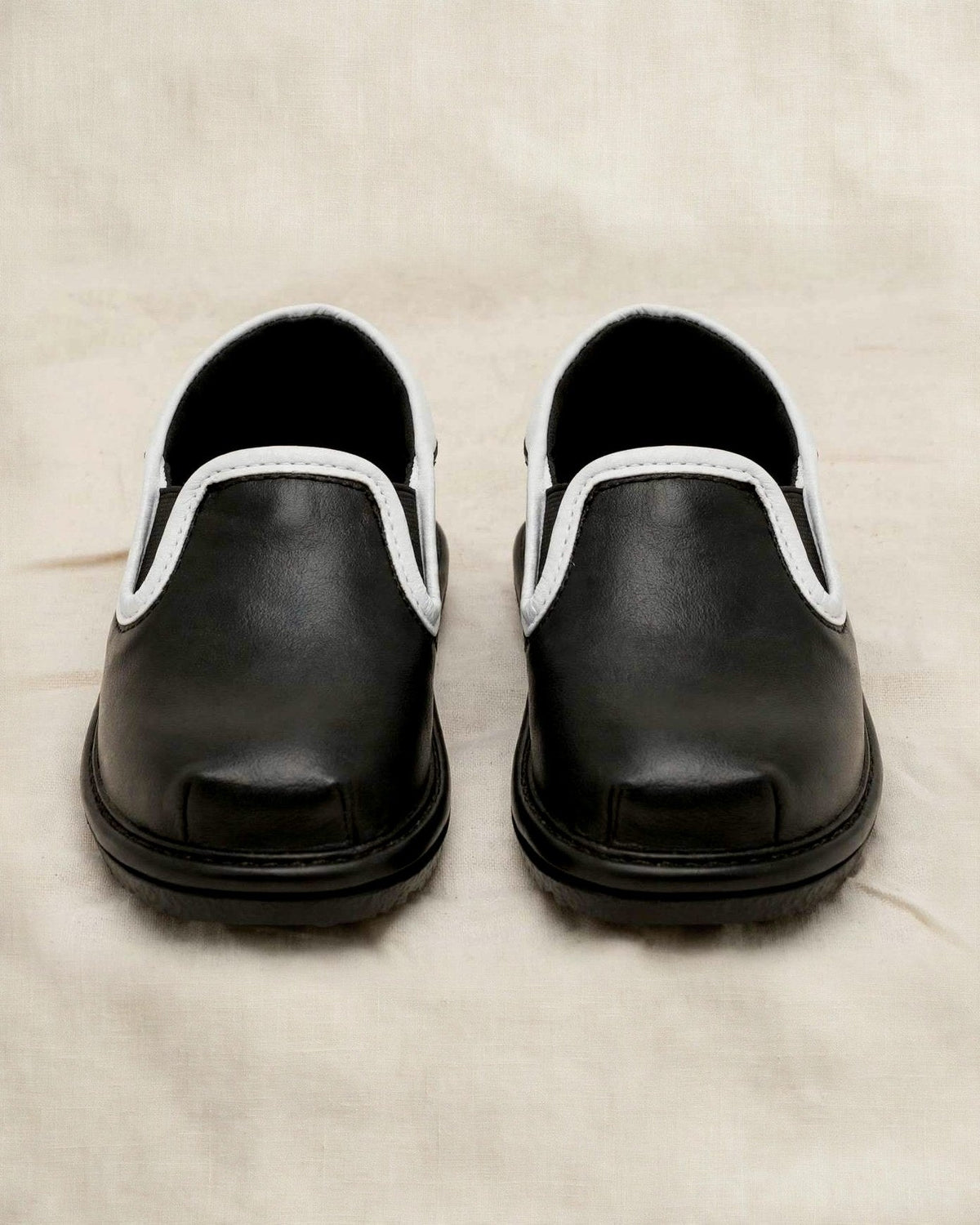 Kids black slip-on dress shoes - vegan leather toddler formal shoes for weddings and church