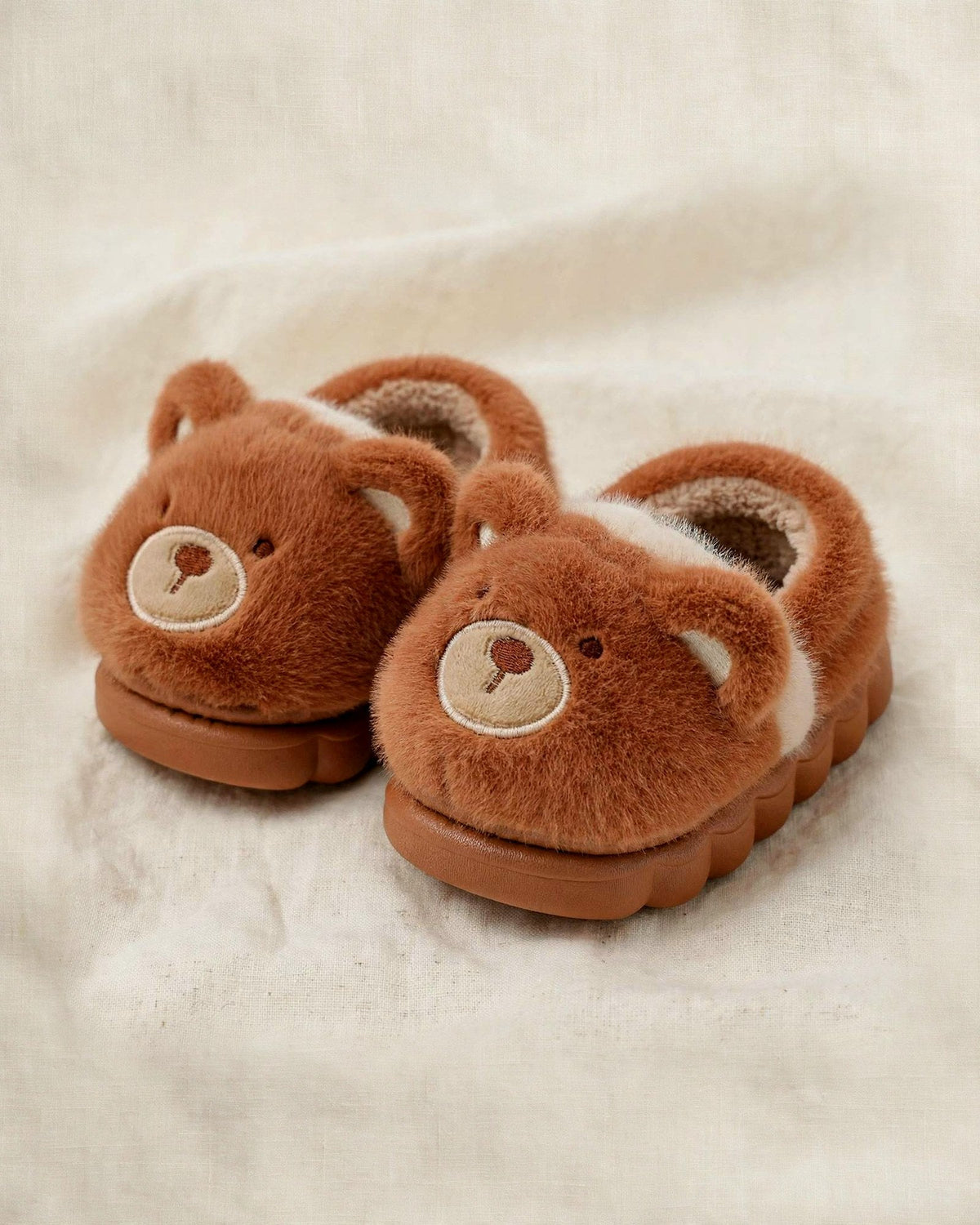 Kids fuzzy animal slippers - bear and bunny house shoes for toddlers in the cozy gift set