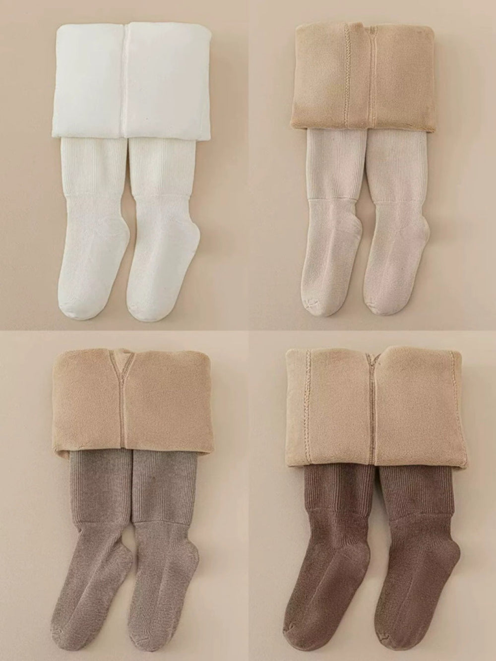 Kids fleece leggings four-pack – warm thermal leggings for toddlers in neutral colors