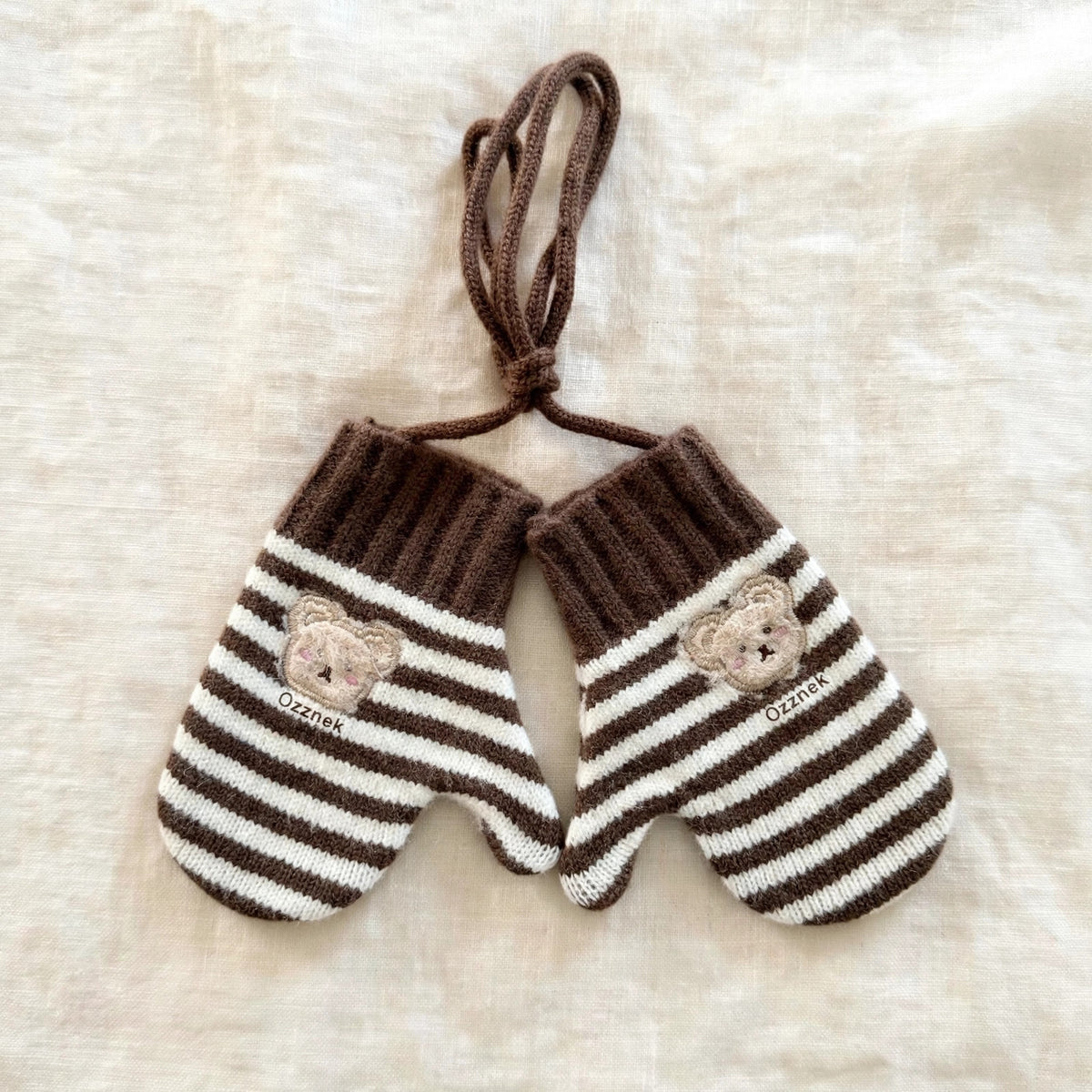 Kids Winter Gloves with String | Warm Toddler Mittens 2-5Y — pair view — alternate view