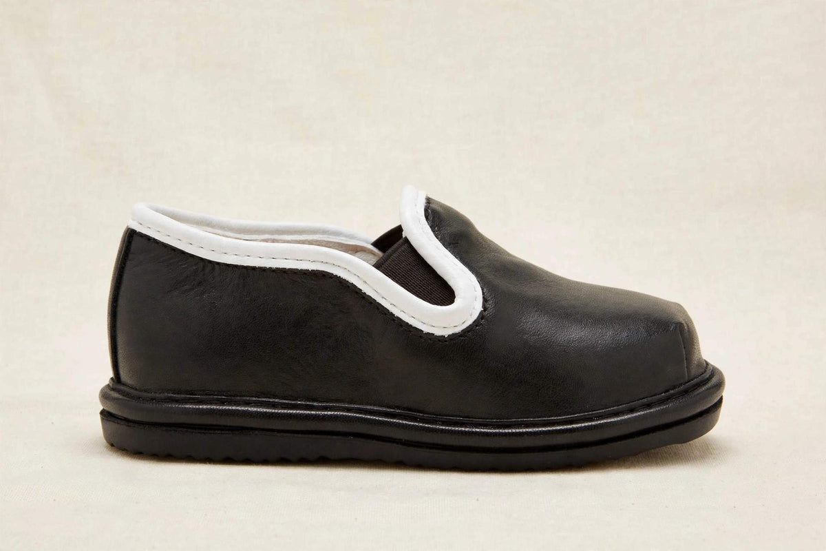 Kids Black Slip-On Dress Shoes – Vegan Leather Toddler Formal Shoes — side view