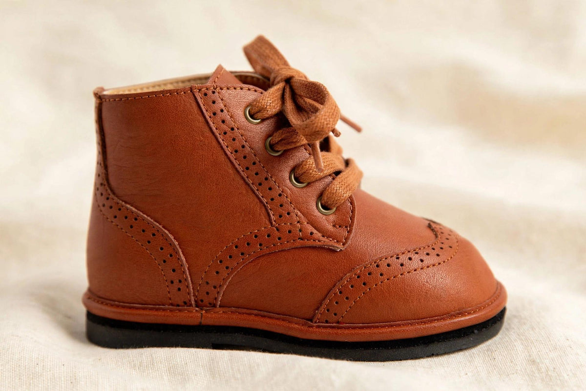 Waterproof Hand-Stitched Kids’ Boots with Flexible Sole |Chestnut — side view