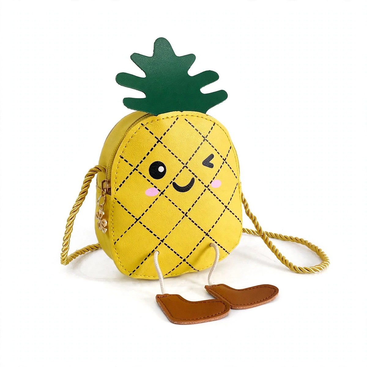 Pineapple crossbody purse angled view - white studio photo
