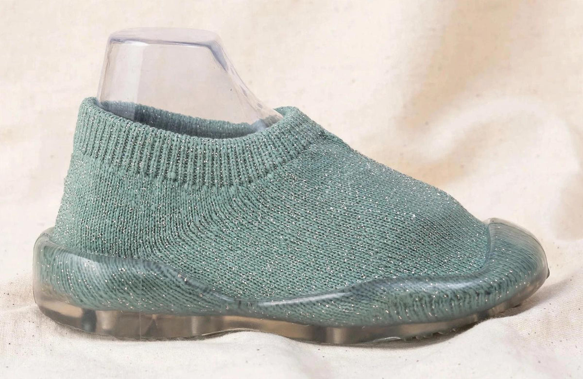 Organic Cotton Barefoot Sock Shoes for Babies & Toddlers – Clear Sole — side view