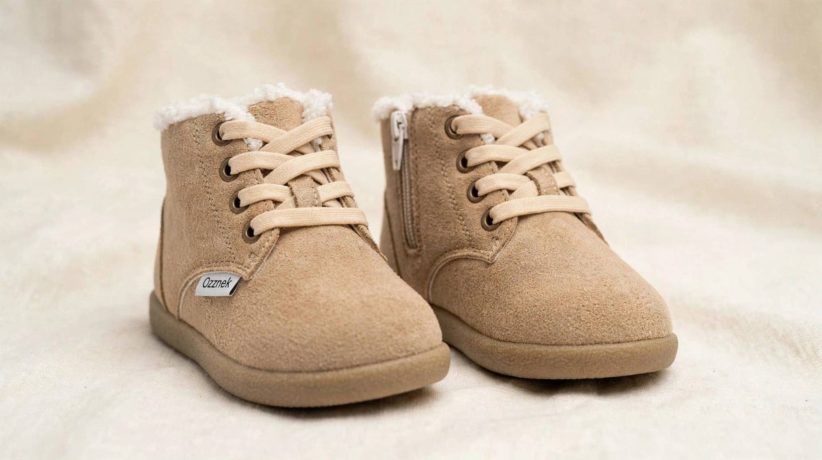 Terra Kids Barefoot Boots | Toddler Winter Boots on cream linen background — view 6