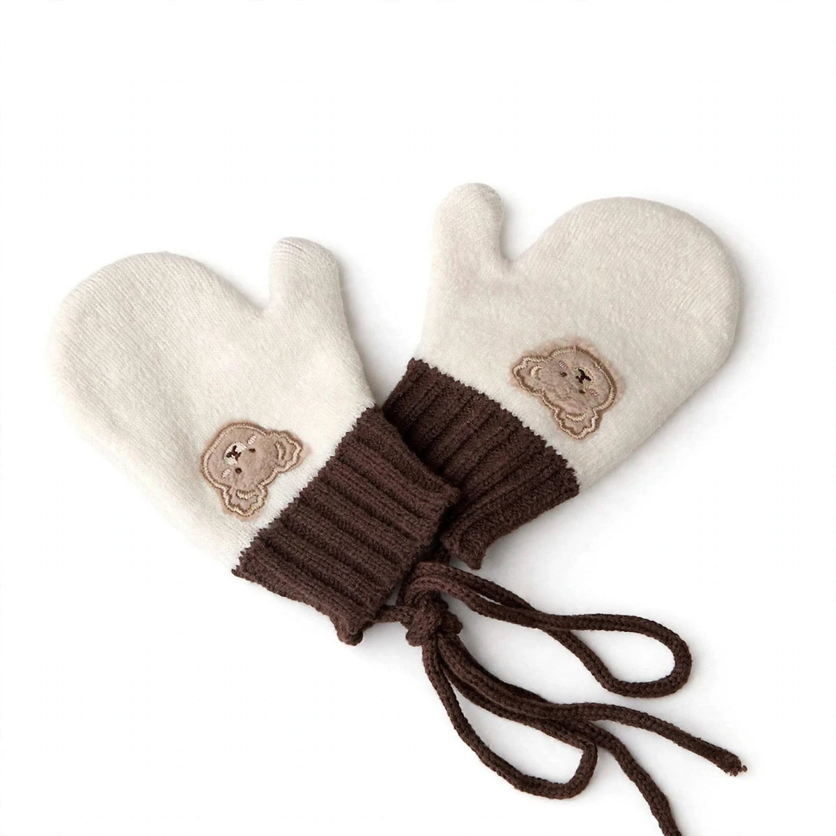 Winter mittens angled view - white studio photo