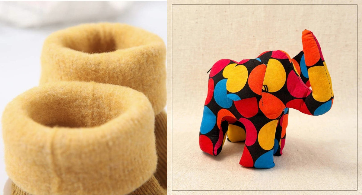 Sock shoes and safari friend gift set - Pumpkin spice sock shoes with the Elephant plush