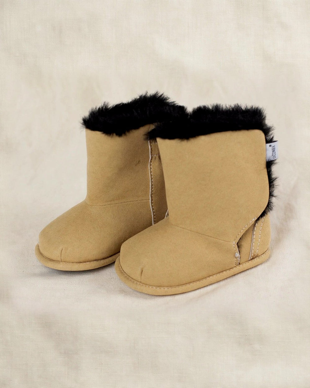 Brown Faux-Fur Barefoot Boot Topper | Ozznek Removable Sole Shoes — top view