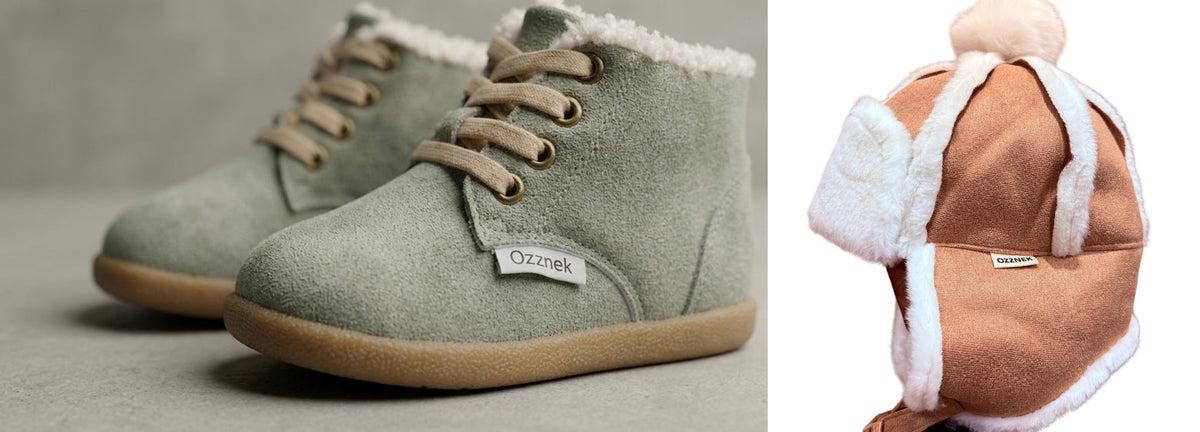 Terra winter gift set - Olive boots with the Brown sherpa hat