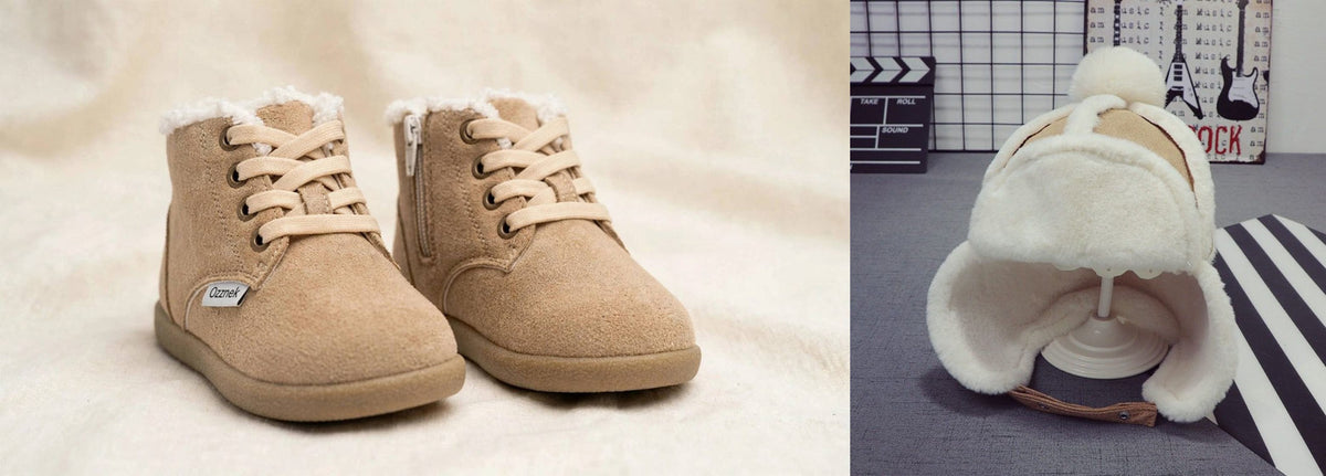 Terra winter gift set - Tan boots with the Beige sherpa hat
