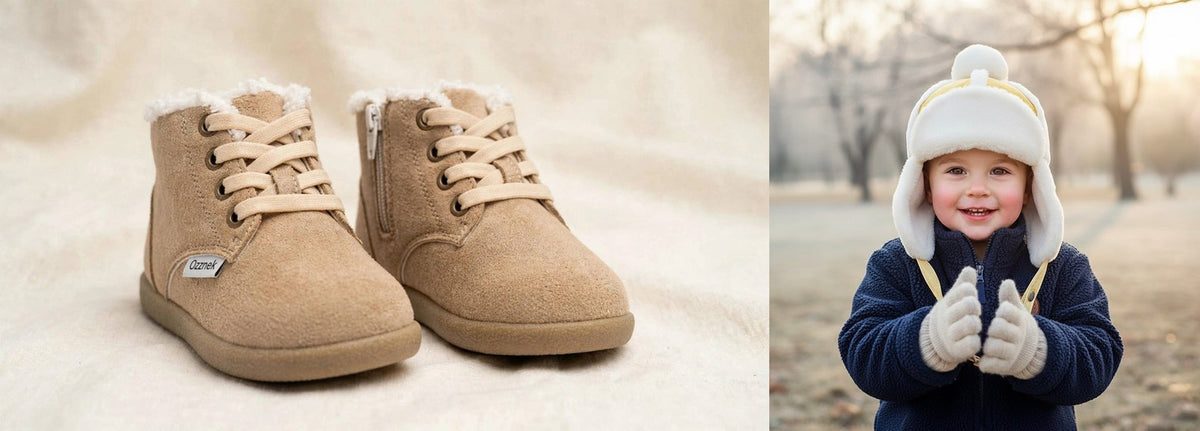 Terra winter gift set - Tan boots with the Pale yellow sherpa hat