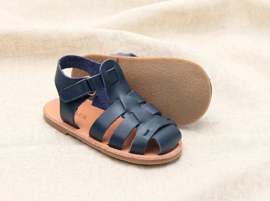 Kids' Italian Leather Sandals | Wide Toe Box & Flexible Sole for Toddlers| Venetian on cream linen background — view 6