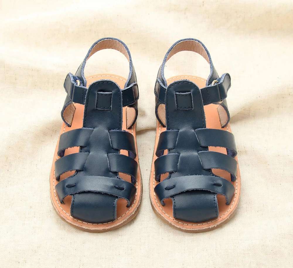 Kids' Italian Leather Sandals | Wide Toe Box & Flexible Sole for Toddlers| Venetian on cream linen background — view 8